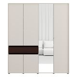 Guardaroba Grande Bianco Crema Marrone Noce un Cassetto 5 Ripiani 183x211h cm, Appendiabiti - Pai