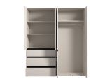 Guardaroba Grande Bianco Crema Nero 4 Ripiani 3 Cassetti 183x211h cm, Appendiabiti - Rifreddoo