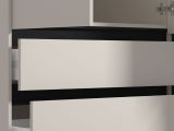 Guardaroba Grande Bianco Crema Nero 4 Ripiani 3 Cassetti 183x211h cm, Appendiabiti - Rifreddoo