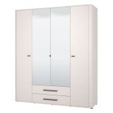 Guardaroba Grande Bianco Crema Nero 9 Ripiani 2 Cassetti 179.5x210.5h cm, Appendiabiti - Taburno