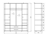 Guardaroba Grande Bianco Crema Nero 9 Ripiani 2 Cassetti 179.5x210.5h cm, Appendiabiti - Taburno