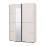 Guardaroba Grande Bianco Crema Nero Appendiabiti 2 Ripiani 145.5x217.5h cm, Apertura Scorrevole - Pasturo