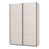 Guardaroba Grande Bianco Crema Nero Appendiabiti 2 Ripiani 145.5x217.5h cm, Apertura Scorrevole - Tredozio