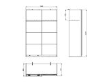Guardaroba Grande Bianco Crema Nero Appendiabiti 2 Ripiani 145.5x217.5h cm, Apertura Scorrevole - Tredozio