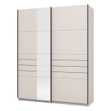 Guardaroba Grande Bianco Crema Nero Appendiabiti 2 Ripiani 145.5x217.5h cm, Apertura Scorrevole - Vialone