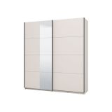 Guardaroba Grande Bianco Crema Nero Appendiabiti 2 Ripiani 195x217.5h cm, Apertura Scorrevole - Porlezza