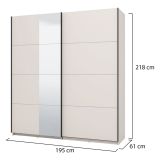 Guardaroba Grande Bianco Crema Nero Appendiabiti 2 Ripiani 195x217.5h cm, Apertura Scorrevole - Porlezza