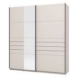 Guardaroba Grande Bianco Crema Nero Appendiabiti 2 Ripiani 195x217.5h cm, Apertura Scorrevole - Siri