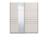 Guardaroba Grande Bianco Crema Nero Appendiabiti 2 Ripiani 195x217.5h cm, Apertura Scorrevole - Siri