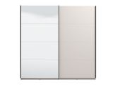 Guardaroba Grande Bianco Crema Nero Appendiabiti 2 Ripiani 220x217.5h cm, Apertura Scorrevole - Laghi