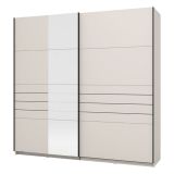 Guardaroba Grande Bianco Crema Nero Appendiabiti 2 Ripiani 220x217.5h cm, Apertura Scorrevole - Spartano