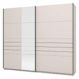 Guardaroba Grande Bianco Crema Nero Appendiabiti 2 Ripiani 245x217.5h cm, Apertura Scorrevole - Peio