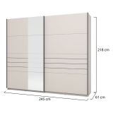 Guardaroba Grande Bianco Crema Nero Appendiabiti 2 Ripiani 245x217.5h cm, Apertura Scorrevole - Peio