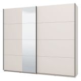 Guardaroba Grande Bianco Crema Nero Appendiabiti 2 Ripiani 245x217.5h cm, Apertura Scorrevole - Resiutta