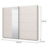 Guardaroba Grande Bianco Crema Nero Appendiabiti 2 Ripiani 245x217.5h cm, Apertura Scorrevole - Resiutta