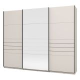 Guardaroba Grande Bianco Crema Nero Appendiabiti 3 Ripiani 267x217h cm, Apertura Scorrevole - Tures