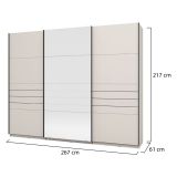 Guardaroba Grande Bianco Crema Nero Appendiabiti 3 Ripiani 267x217h cm, Apertura Scorrevole - Tures
