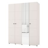 Guardaroba Grande Bianco Crema Nero Appendiabiti 4 Ripiani 155x208h cm, 6 Vani - Ifrane