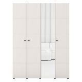 Guardaroba Grande Bianco Crema Nero Appendiabiti 4 Ripiani 155x208h cm, 6 Vani - Ifrane