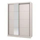 Guardaroba Grande Bianco Crema Nero Appendiabiti 5 Ripiani 155x215.5h cm, 7 Vani - Carisolo