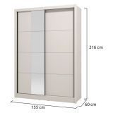 Guardaroba Grande Bianco Crema Nero Appendiabiti 5 Ripiani 155x215.5h cm, 7 Vani - Carisolo