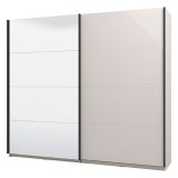 Guardaroba Grande Bianco Crema Trasparente Appendiabiti 2 Ripiani 245x217.5h cm, Apertura Scorrevole - Laghi