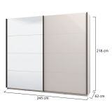 Guardaroba Grande Bianco Crema Trasparente Appendiabiti 2 Ripiani 245x217.5h cm, Apertura Scorrevole - Laghi