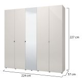 Guardaroba Grande Bianco Crema Trasparente Appendiabiti 8 Ripiani 224x226.5h cm, 12 Vani - Quarrata