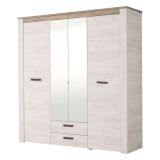 Guardaroba Grande Bianco Larice Marrone Noce 2 Cassetti 5 Ripiani 198.5x206.5h cm, Appendiabiti - Caiano