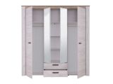 Guardaroba Grande Bianco Larice Marrone Noce 2 Cassetti 5 Ripiani 198.5x206.5h cm, Appendiabiti - Caiano