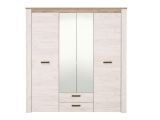 Guardaroba Grande Bianco Larice Marrone Noce 2 Cassetti 5 Ripiani 198.5x206.5h cm, Appendiabiti - Caiano