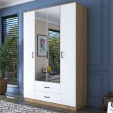Guardaroba Grande Bianco Marrone 2 Cassetti 11 Ripiani 210x210h cm, Appendiabiti - Verdello