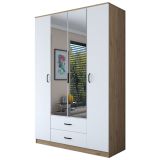 Guardaroba Grande Bianco Marrone 2 Cassetti 11 Ripiani 210x210h cm, Appendiabiti - Verdello
