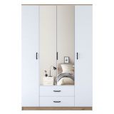 Guardaroba Grande Bianco Marrone 2 Cassetti 11 Ripiani 210x210h cm, Appendiabiti - Verdello