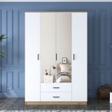 Guardaroba Grande Bianco Marrone 2 Cassetti 11 Ripiani 210x210h cm, Appendiabiti - Verdello