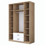 Guardaroba Grande Bianco Marrone 2 Cassetti 11 Ripiani 210x210h cm, Appendiabiti - Verdello