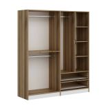 Guardaroba Grande Bianco Marrone Noce 5 Ripiani Appendiabiti 185x208h cm, 2 Cassetti - Corvus