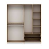 Guardaroba Grande Bianco Marrone Noce 5 Ripiani Appendiabiti 185x208h cm, 2 Cassetti - Odalys