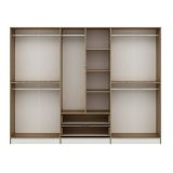 Guardaroba Grande Bianco Marrone Noce 5 Ripiani Appendiabiti 277x208h cm, 2 Cassetti - Alrai