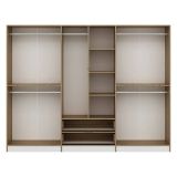 Guardaroba Grande Bianco Marrone Noce 5 Ripiani Appendiabiti 277x208h cm, 2 Cassetti - Gaspard