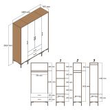 Guardaroba Grande Bianco Marrone Noce 6 Ripiani 2 Cassetti 160x201h cm, Appendiabiti - Gavello