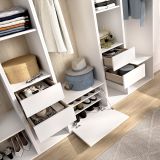 Guardaroba Grande Bianco Marrone Rovere 11 Ripiani Appendiabiti 45x205h cm, 4 Cassetti - Tequesta