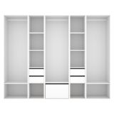 Guardaroba Grande Bianco Marrone Rovere 11 Ripiani Appendiabiti 45x205h cm, 4 Cassetti - Tequesta