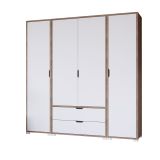 Guardaroba Grande Bianco Marrone Rovere 2 Cassetti Appendiabiti 170x183h cm, 9 Ripiani - Summonte