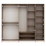 Guardaroba Grande Bianco Marrone Rovere 2 Cassetti Appendiabiti 232x208h cm, 8 Ripiani - Sarcedo