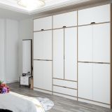 Guardaroba Grande Bianco Marrone Rovere 2 Cassetti Appendiabiti 277x253h cm, 4 Ripiani - Fissiraga