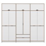 Guardaroba Grande Bianco Marrone Rovere 2 Cassetti Appendiabiti 277x253h cm, 4 Ripiani - Fissiraga