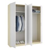 Guardaroba Grande Bianco Marrone Rovere 2 Ripiani Appendiabiti 51x204h cm, Cassetti - Holder