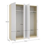 Guardaroba Grande Bianco Marrone Rovere 2 Ripiani Appendiabiti 51x204h cm, Cassetti - Holder