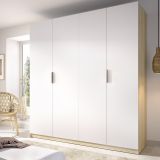 Guardaroba Grande Bianco Marrone Rovere 2 Ripiani Appendiabiti 51x204h cm, Cassetti - Holder